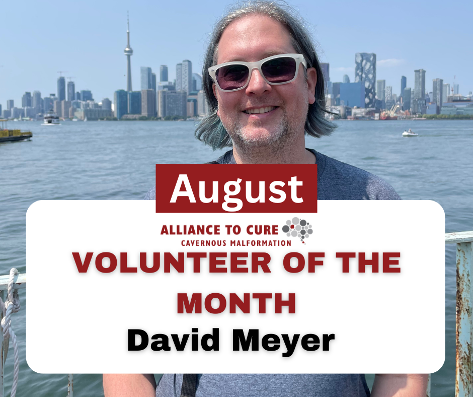 Photo of David Meyer, a white man wearing sunglasses with the cityscape of Toronto and Lake Ontario behind him. Text on image is repeated elsewhere on the page.